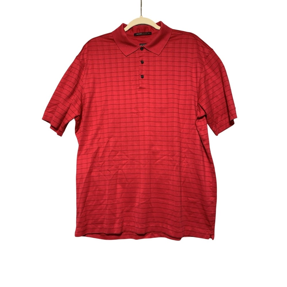 Nike Polo Shirt Mens Large Tiger Woods Collection Red Striped Fit Dry EUC
